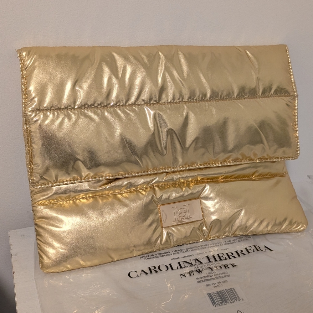Carolina Herrera Metallic Gold Clutch